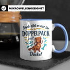 Dackel Tasse "Mich gibt es nur im Doppelpack" Langhaardackel – Blau [farbe:blau]