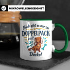 Dackel Tasse "Mich gibt es nur im Doppelpack" Langhaardackel – Grün [farbe:grün]