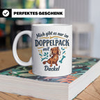 Dackel Tasse "Mich gibt es nur im Doppelpack" Langhaardackel – Weiß [farbe:weiß]