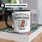 Dackel Tasse "Mich gibt es nur im Doppelpack" Langhaardackel – Schwarz [farbe:schwarz]