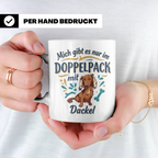 Dackel Tasse "Mich gibt es nur im Doppelpack" Langhaardackel – Weiß [farbe:weiß]
