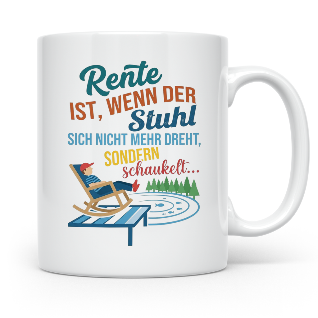Rente Tasse lustig Stuhl schaukelt Geschenk für Rentner Koll – Weiß [farbe:weiß]