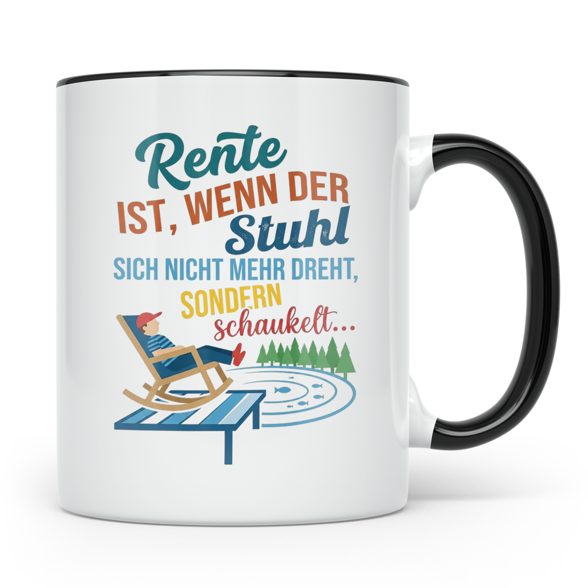 Rente Tasse lustig Stuhl schaukelt Geschenk für Rentner Koll – Schwarz [farbe:schwarz]