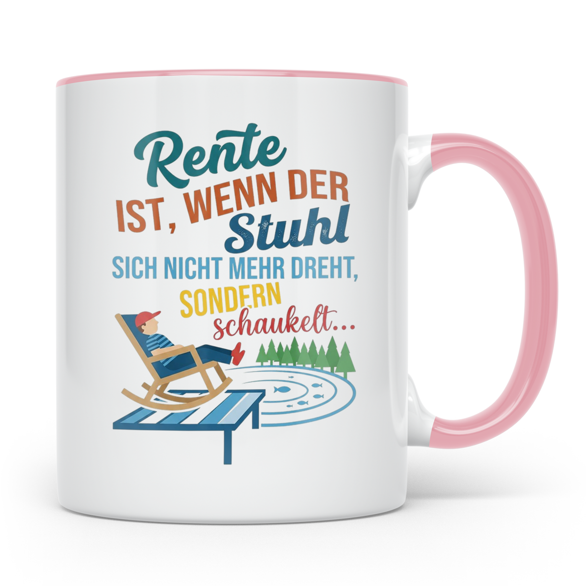 Rente Tasse lustig Stuhl schaukelt Geschenk für Rentner Koll – Rosa [farbe:rosa]
