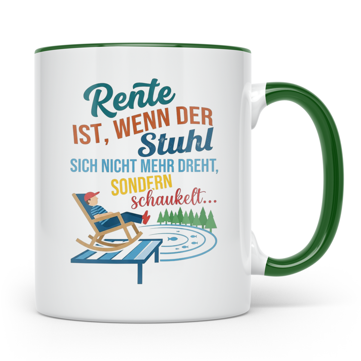 Rente Tasse lustig Stuhl schaukelt Geschenk für Rentner Koll – Grün [farbe:grün]