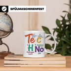 Techno Tasse Periodensystem Te C H No Spruch, Geschenk für R – Weiß [farbe:weiß]