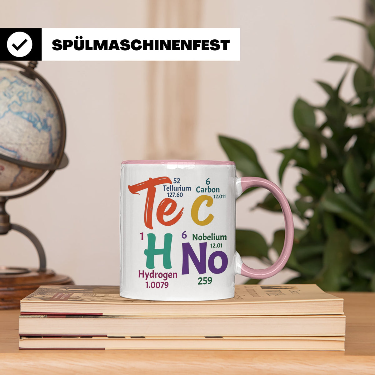 Techno Tasse Periodensystem Te C H No Spruch, Geschenk für R – Rosa [farbe:rosa]