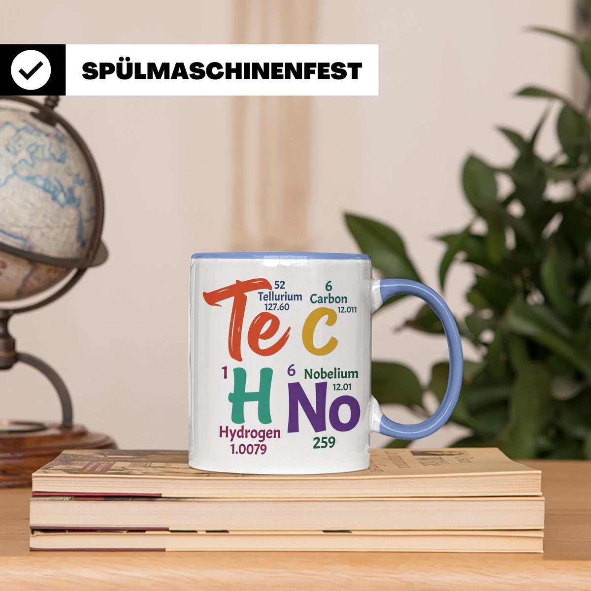 Techno Tasse Periodensystem Te C H No Spruch, Geschenk für R – Blau [farbe:blau]