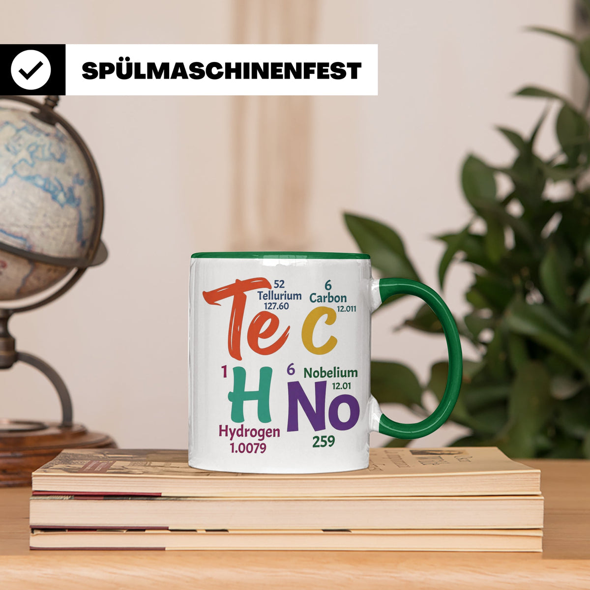 Techno Tasse Periodensystem Te C H No Spruch, Geschenk für R – Grün [farbe:grün]