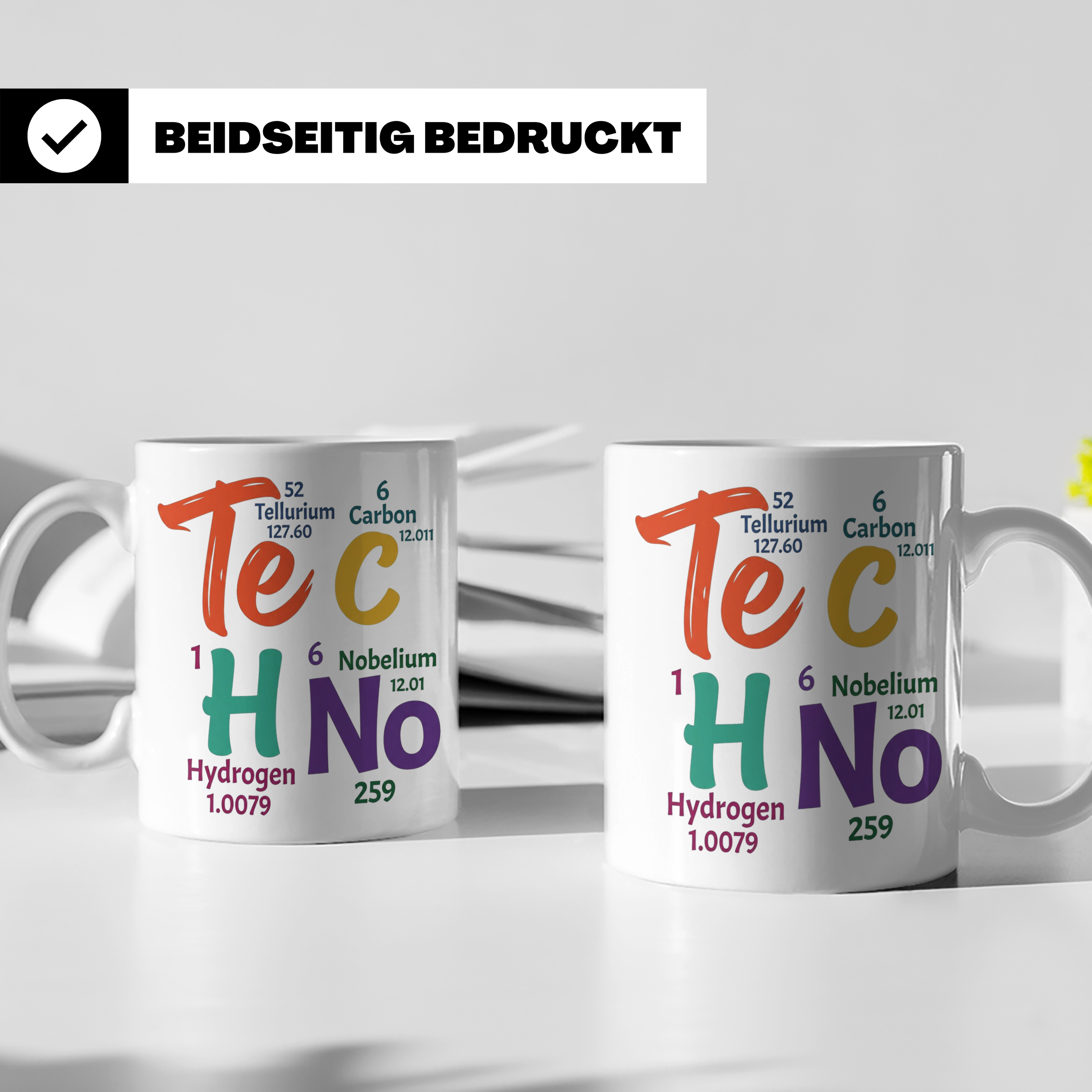 Techno Tasse Periodensystem Te C H No Spruch, Geschenk für R – Weiß [farbe:weiß]