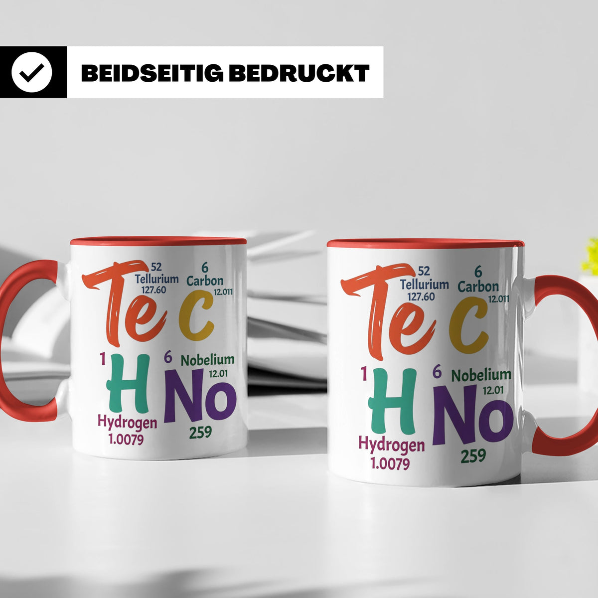 Techno Tasse Periodensystem Te C H No Spruch, Geschenk für R – Rot [farbe:rot]