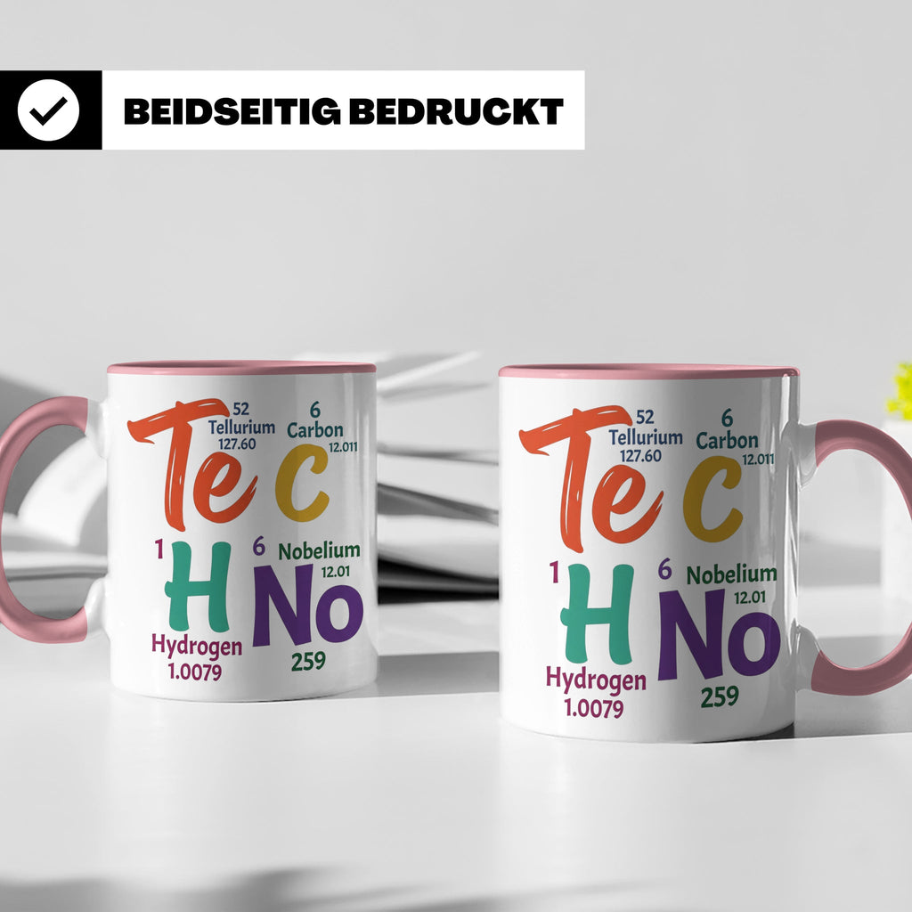 Techno Tasse Periodensystem Te C H No Spruch, Geschenk für R – Rosa [farbe:rosa]
