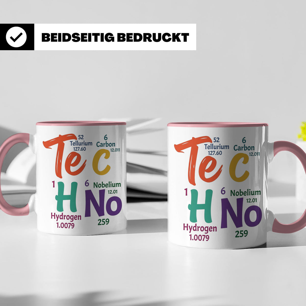 Techno Tasse Periodensystem Te C H No Spruch, Geschenk für R – Rosa [farbe:rosa]