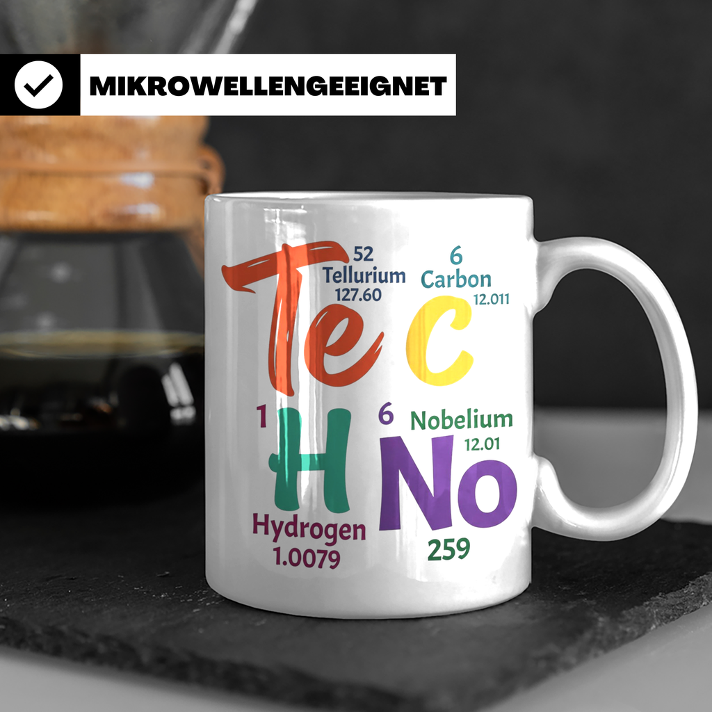 Techno Tasse Periodensystem Te C H No Spruch, Geschenk für R – Weiß [farbe:weiß]
