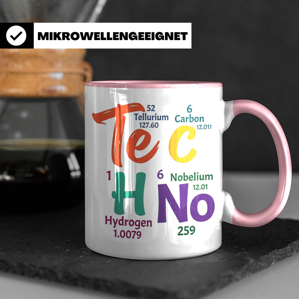 Techno Tasse Periodensystem Te C H No Spruch, Geschenk für R – Rosa [farbe:rosa]