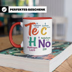 Techno Tasse Periodensystem Te C H No Spruch, Geschenk für R – Rot [farbe:rot]