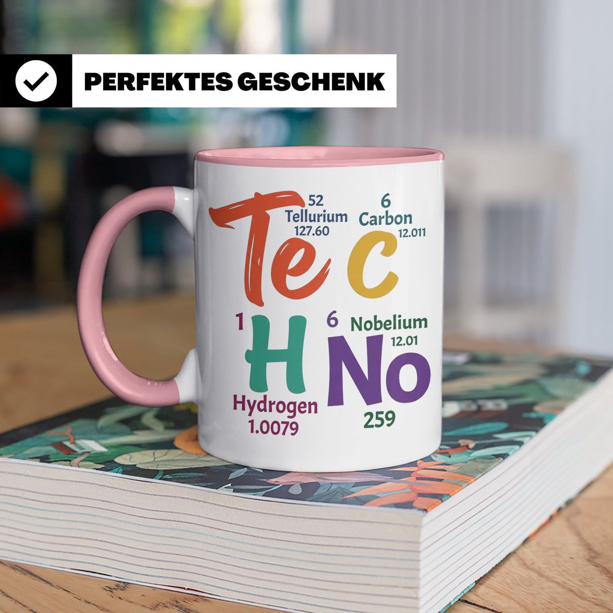 Techno Tasse Periodensystem Te C H No Spruch, Geschenk für R – Rosa [farbe:rosa]