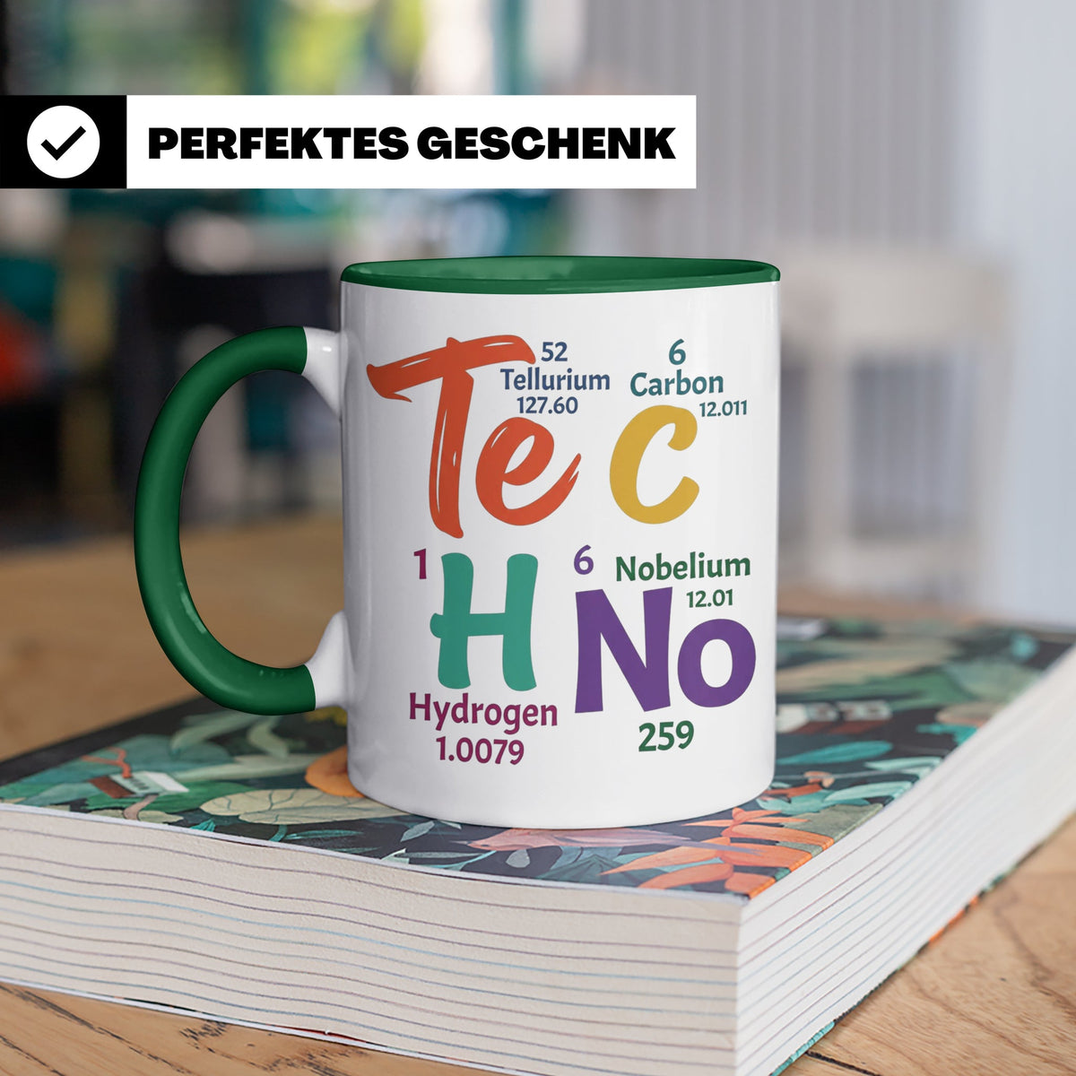 Techno Tasse Periodensystem Te C H No Spruch, Geschenk für R – Grün [farbe:grün]