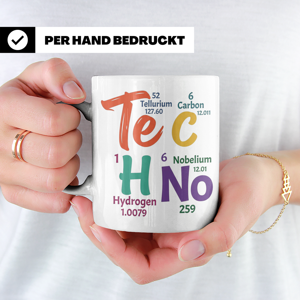 Techno Tasse Periodensystem Te C H No Spruch, Geschenk für R – Weiß [farbe:weiß]
