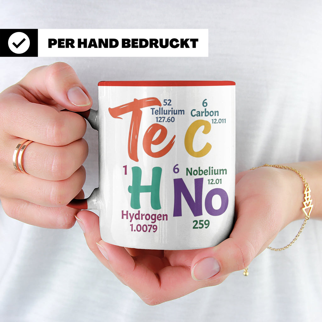 Techno Tasse Periodensystem Te C H No Spruch, Geschenk für R – Rot [farbe:rot]