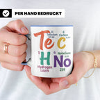 Techno Tasse Periodensystem Te C H No Spruch, Geschenk für R – Blau [farbe:blau]