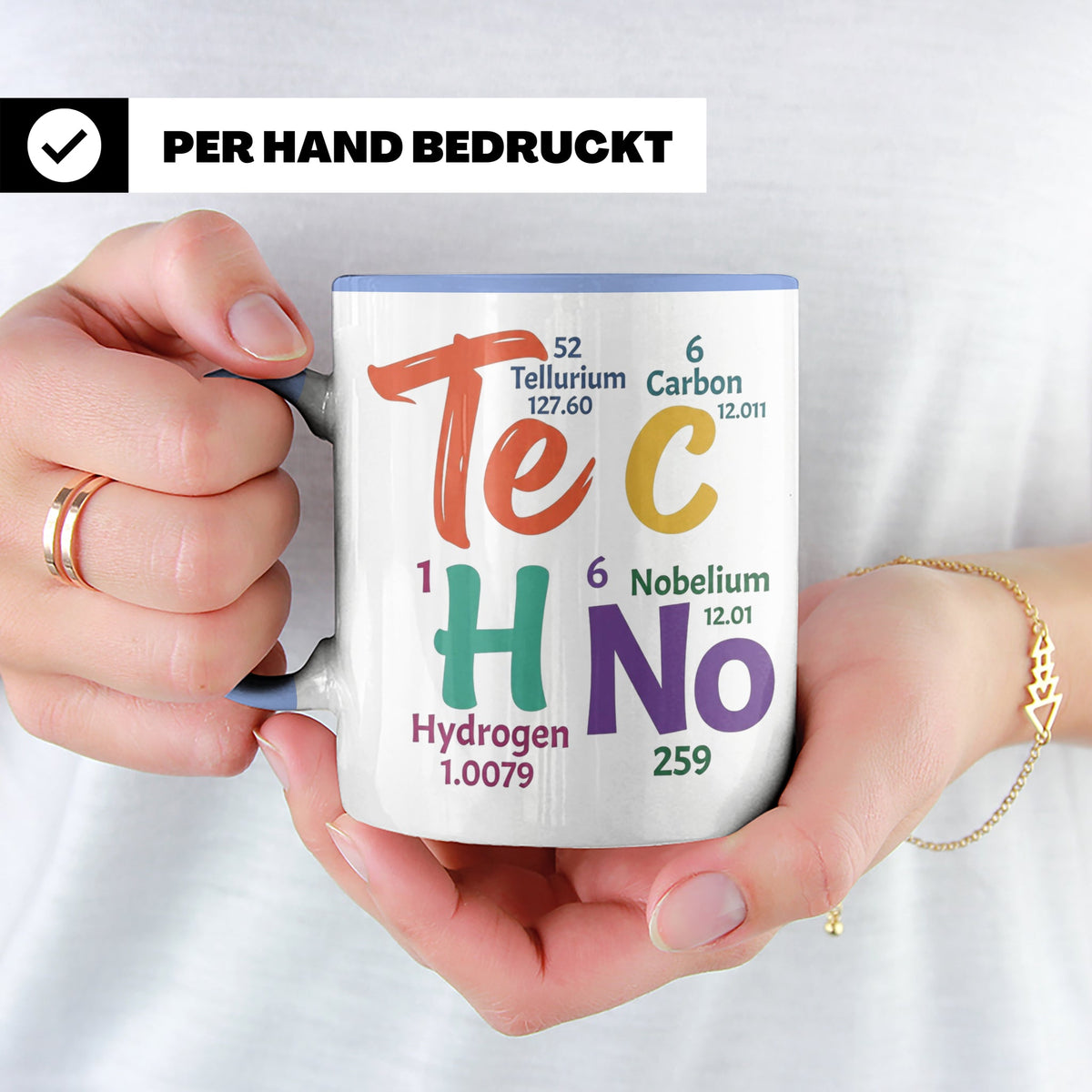 Techno Tasse Periodensystem Te C H No Spruch, Geschenk für R – Blau [farbe:blau]