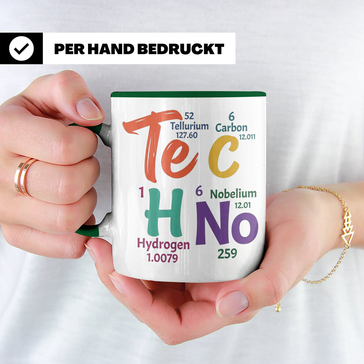 Techno Tasse Periodensystem Te C H No Spruch, Geschenk für R – Grün [farbe:grün]