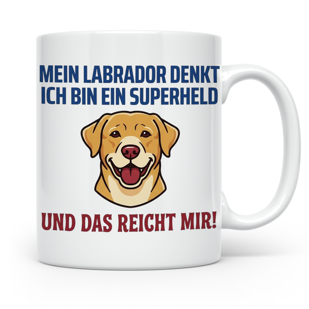 Labrador Tasse mit Spruch Superheld | Geschenk für Labbi Bes – Weiß [farbe:weiß]