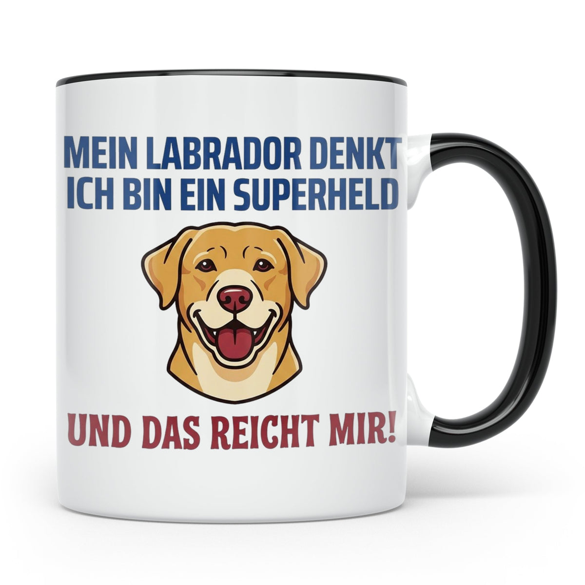 Labrador Tasse mit Spruch Superheld | Geschenk für Labbi Bes – Schwarz [farbe:schwarz]