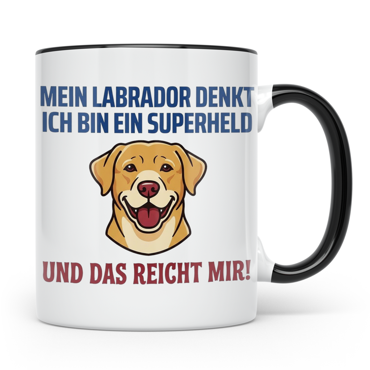 Labrador Tasse mit Spruch Superheld | Geschenk für Labbi Bes – Schwarz [farbe:schwarz]