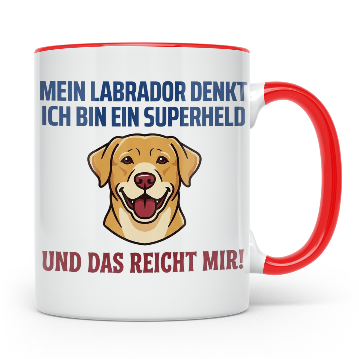 Labrador Tasse mit Spruch Superheld | Geschenk für Labbi Bes – Rot [farbe:rot]