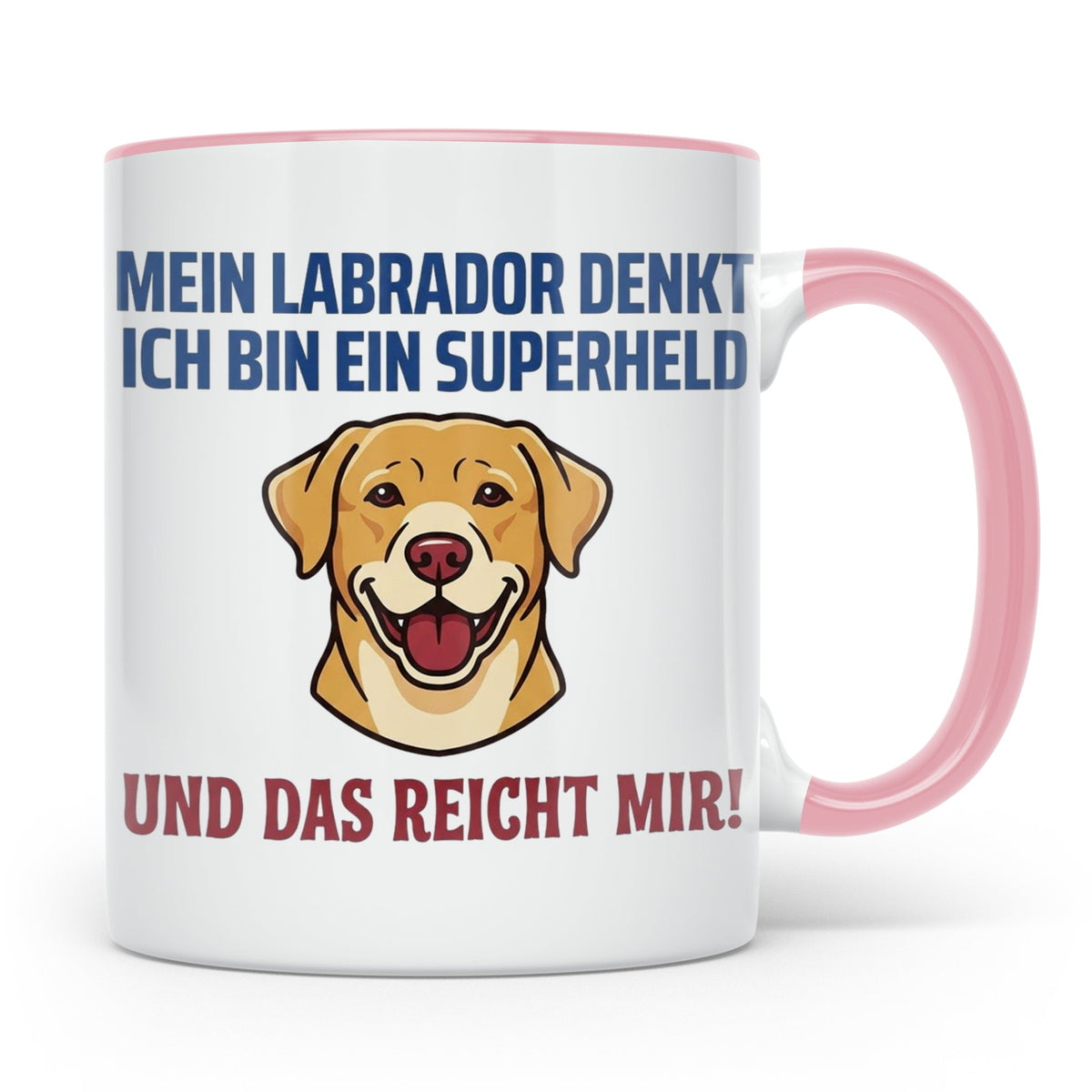Labrador Tasse mit Spruch Superheld | Geschenk für Labbi Bes – Rosa [farbe:rosa]