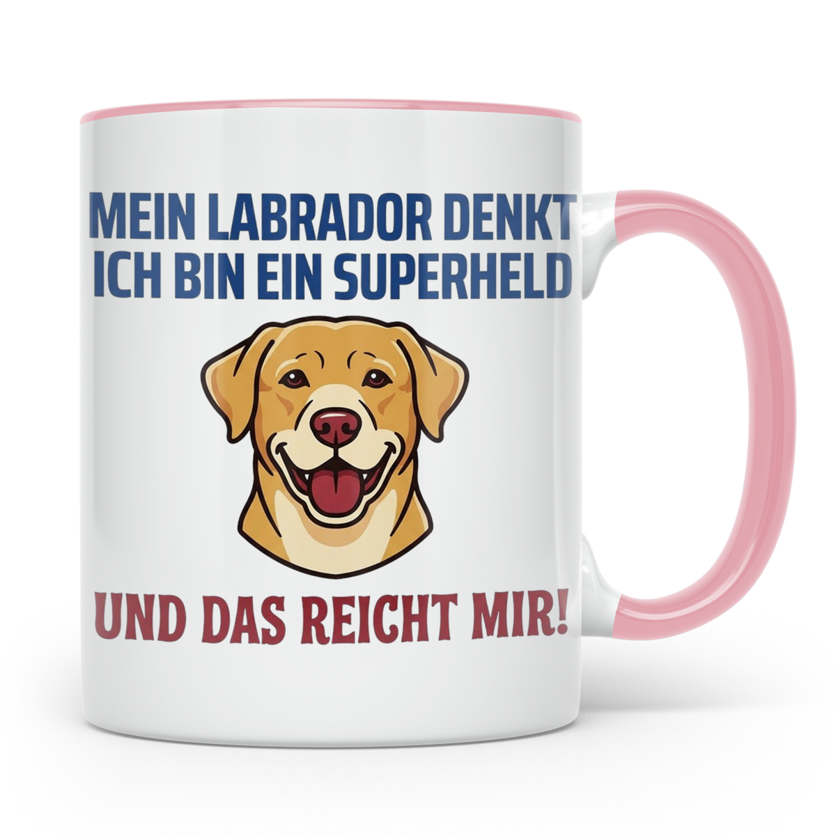 Labrador Tasse mit Spruch Superheld | Geschenk für Labbi Bes – Rosa [farbe:rosa]