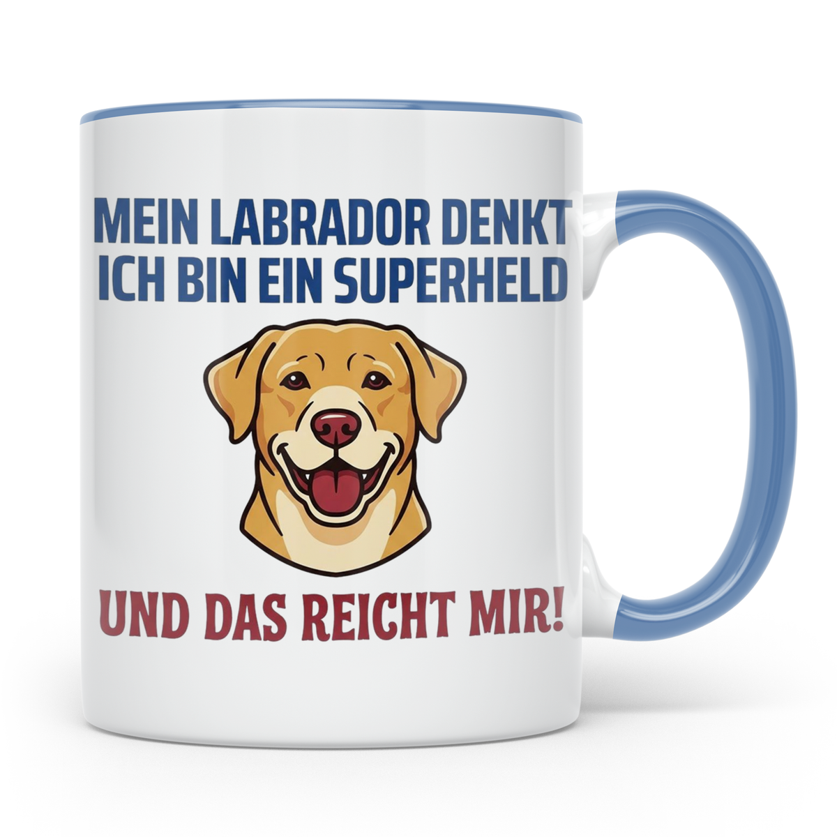 Labrador Tasse mit Spruch Superheld | Geschenk für Labbi Bes – Blau [farbe:blau]