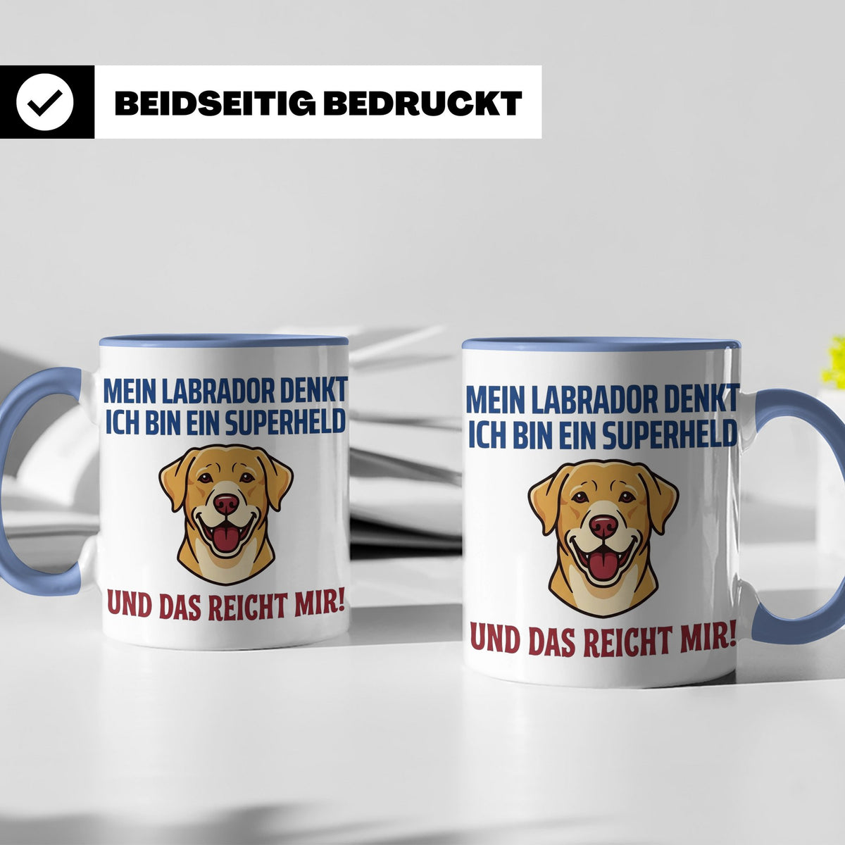 Labrador Tasse mit Spruch Superheld | Geschenk für Labbi Bes – Blau [farbe:blau]