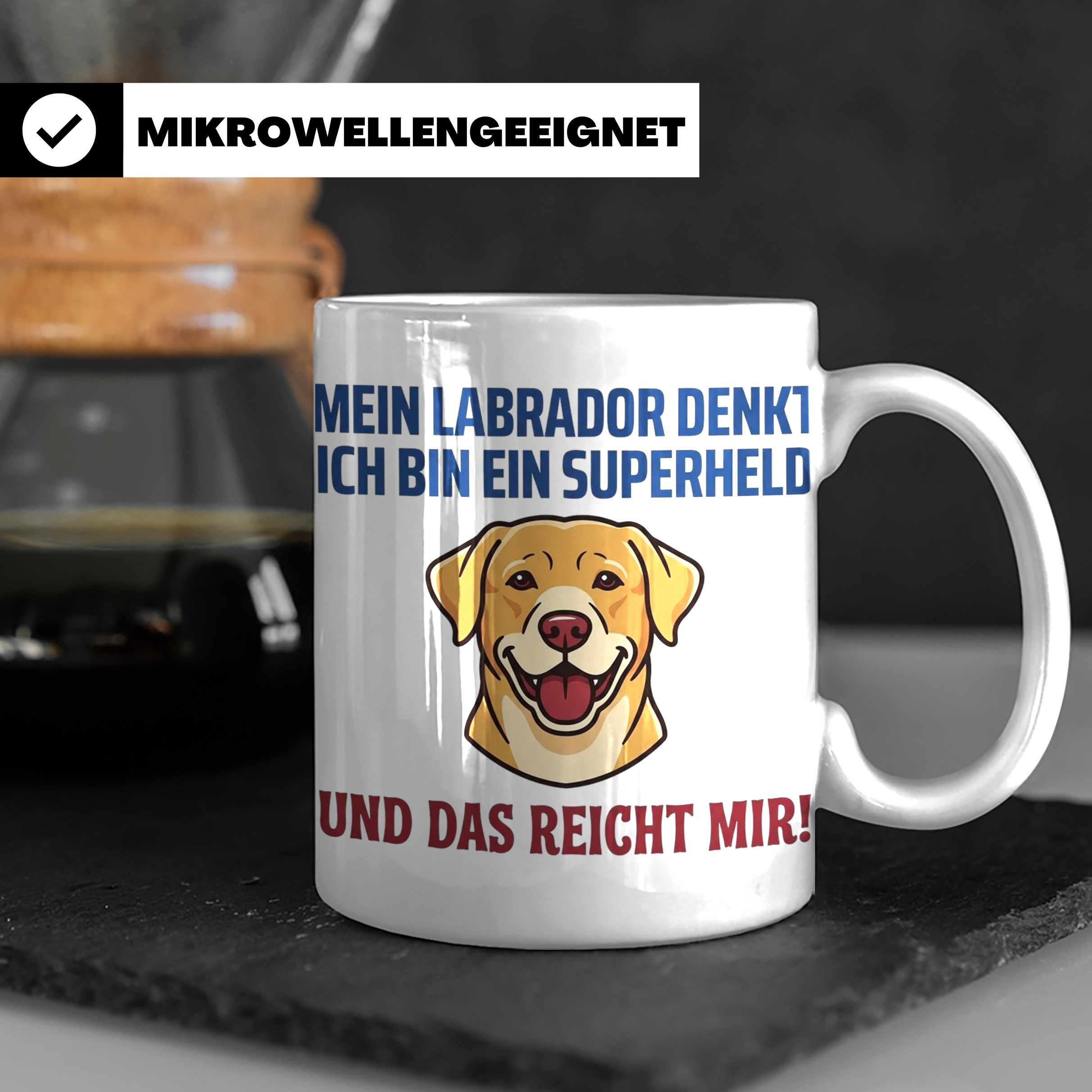 Labrador Tasse mit Spruch Superheld | Geschenk für Labbi Bes – Weiß [farbe:weiß]