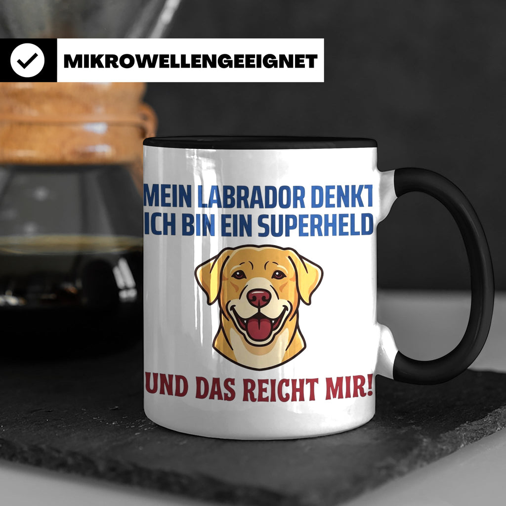 Labrador Tasse mit Spruch Superheld | Geschenk für Labbi Bes – Schwarz [farbe:schwarz]