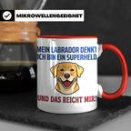 Labrador Tasse mit Spruch Superheld | Geschenk für Labbi Bes – Rot [farbe:rot]