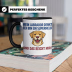 Labrador Tasse mit Spruch Superheld | Geschenk für Labbi Bes – Schwarz [farbe:schwarz]
