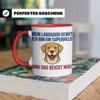 Labrador Tasse mit Spruch Superheld | Geschenk für Labbi Bes – Rot [farbe:rot]