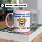 Labrador Tasse mit Spruch Superheld | Geschenk für Labbi Bes – Rosa [farbe:rosa]