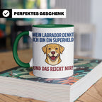 Labrador Tasse mit Spruch Superheld | Geschenk für Labbi Bes – Grün [farbe:grün]