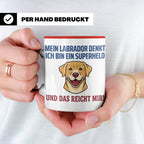 Labrador Tasse mit Spruch Superheld | Geschenk für Labbi Bes – Rot [farbe:rot]