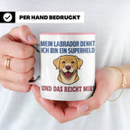 Labrador Tasse mit Spruch Superheld | Geschenk für Labbi Bes – Rosa [farbe:rosa]