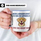 Labrador Tasse mit Spruch Superheld | Geschenk für Labbi Bes – Blau [farbe:blau]