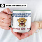 Labrador Tasse mit Spruch Superheld | Geschenk für Labbi Bes – Grün [farbe:grün]