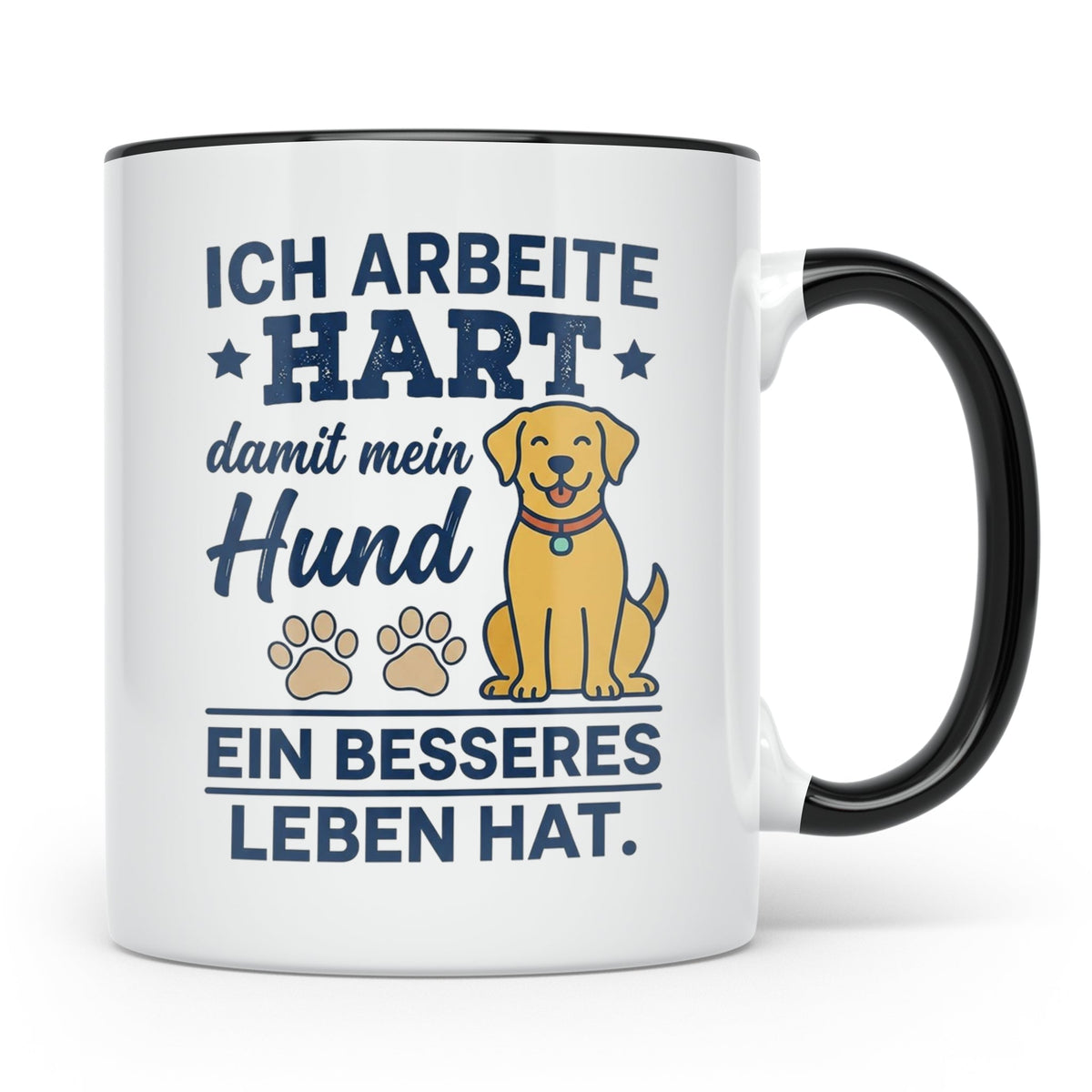 Hundebesitzer Tasse mit Spruch Ich arbeite hart für meinen H – Schwarz [farbe:schwarz]
