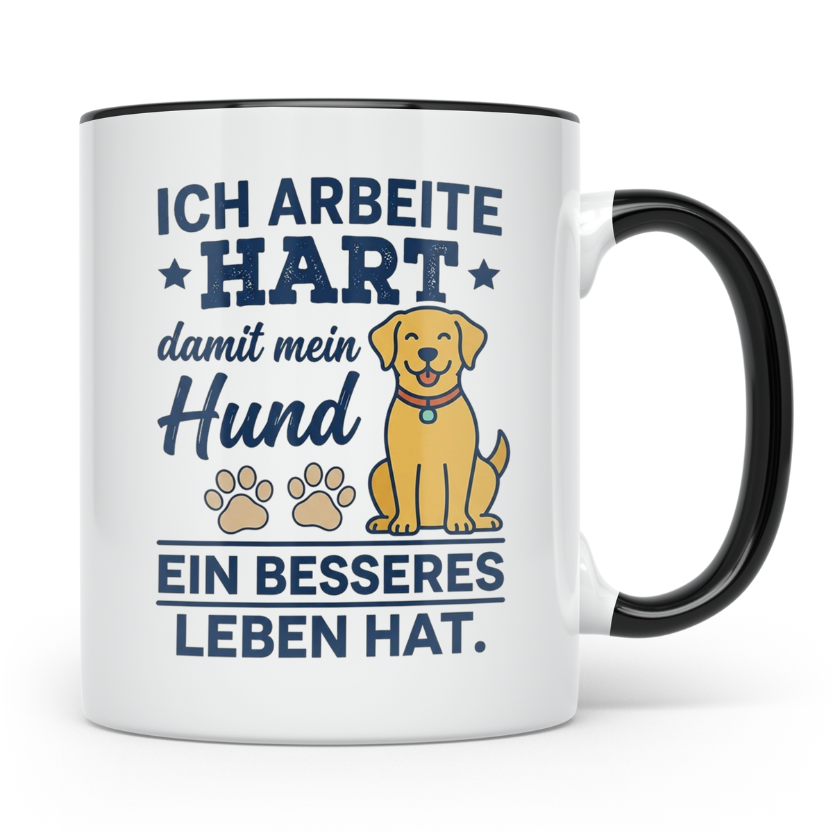 Hundebesitzer Tasse mit Spruch Ich arbeite hart für meinen H – Schwarz [farbe:schwarz]