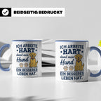 Hundebesitzer Tasse mit Spruch Ich arbeite hart für meinen H – Blau [farbe:blau]