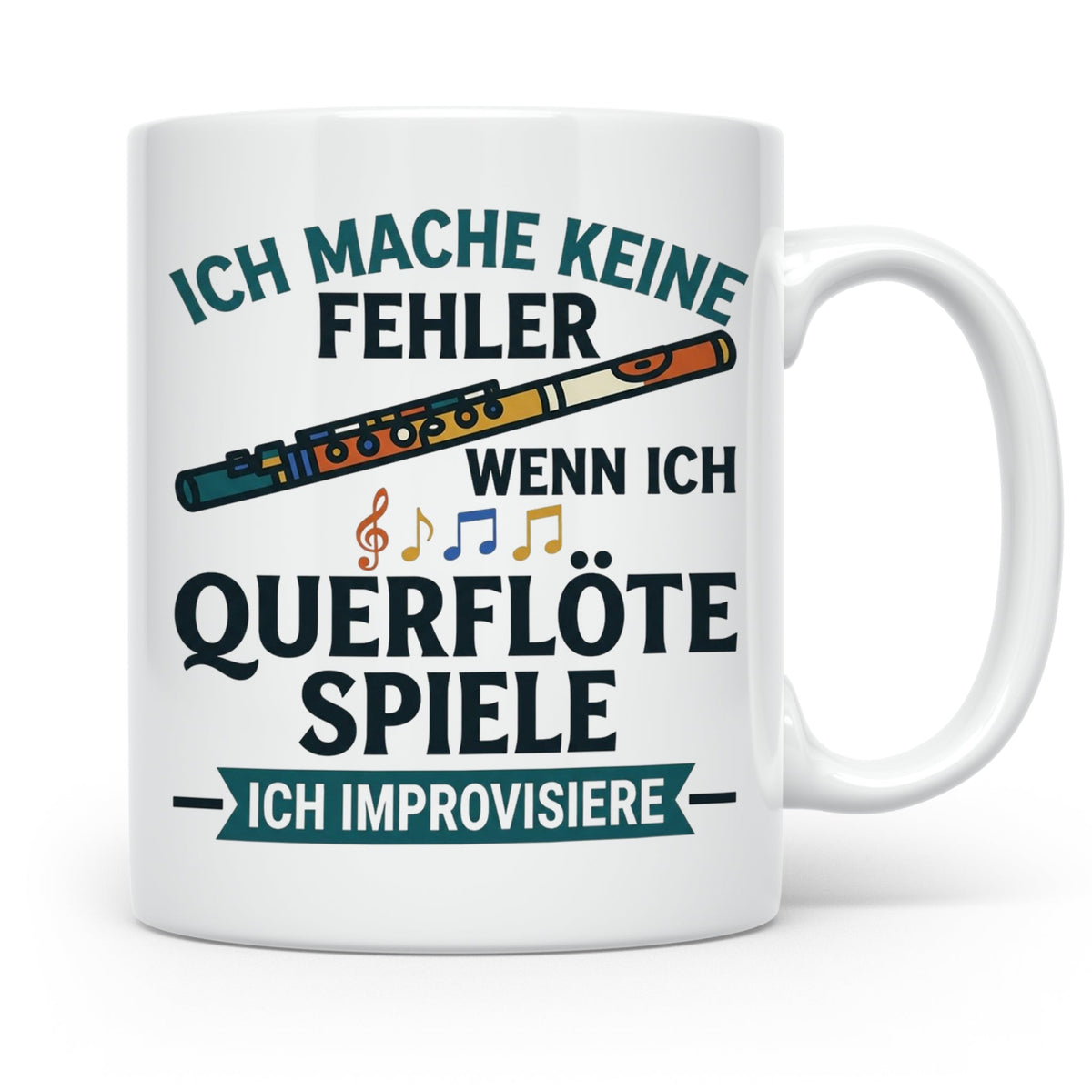 Querflöte Tasse mit Spruch Ich improvisiere | Flötist Musike – Weiß [farbe:weiß]